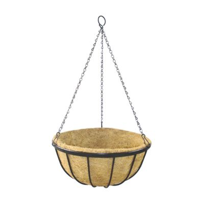 16" Round Georgian Hanging Basket with Coco Liner & Chain 