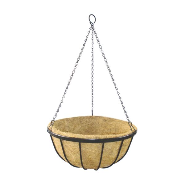 16" Round Georgian Hanging Basket with Coco Liner & Chain 