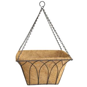 40cm Square Lotus Hanging Basket with Coco Liner