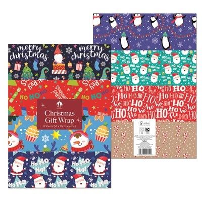 8 Sheets of Flat Christmas Wrap 