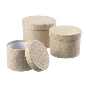 Round Symphony Textured Hat Boxes - Set of 3