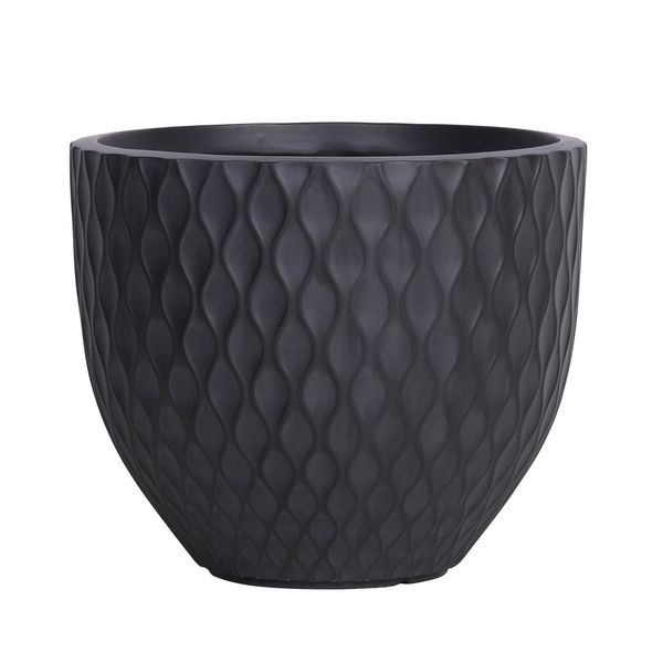 Hortus Outdoor -  Diamond Patterned Embossed Planter Set x 4 - Anthracite /Black