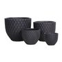 Hortus Outdoor -  Diamond Patterned Embossed Planter Set x 4 - Anthracite /Black