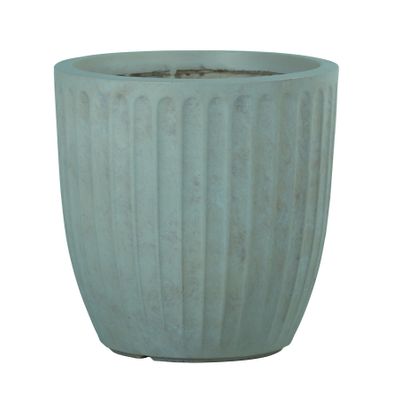 Hortus Outdoor - Ribbed Planter Set x 3 - Grey/Green