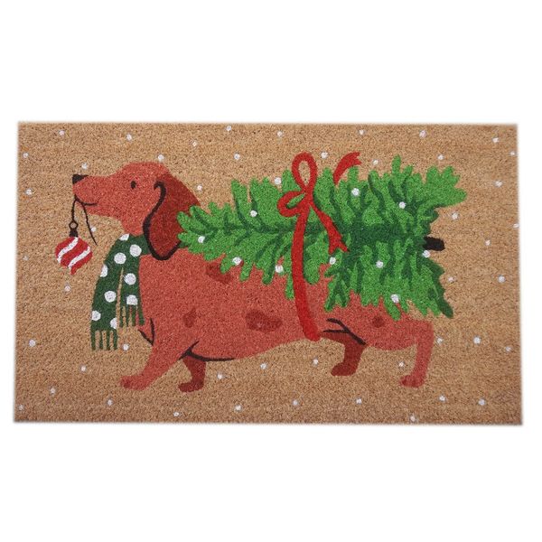 Doormat - Festive Dachshund with Tree - 45x75cm
