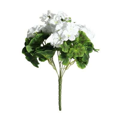 Geranium Bush -Dia40 x H15cm- 9 Stems - White