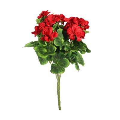 Geranium Bush - Dia40 x H15cm - 9 Stems - Red