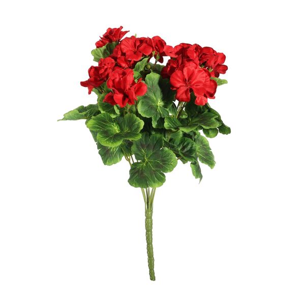 Geranium Bush - Dia40 x H15cm - 9 Stems - Red