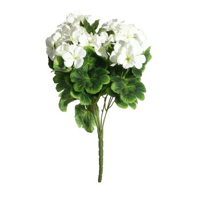 Geranium Bush - Dia40 x H15cm - 9 Stems - Cream