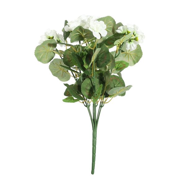 Essentials Geranium Bush - Dia40 x H16cm - 7 Stems - Cream
