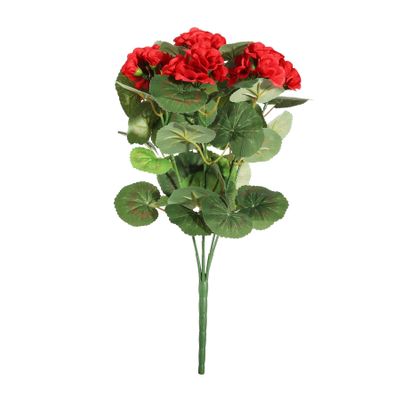 Essentials Geranium Bush -Dia40 x H16cm - 7 Stems - Red