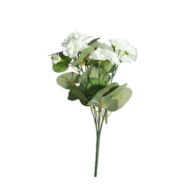Essentials Geranium Bush - Dia30 x H13cm - 7 Stems - Cream