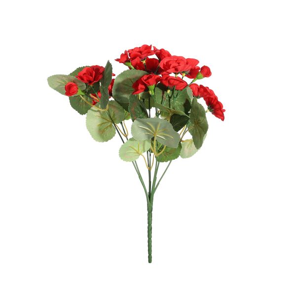 Essentials Geranium Bush -Dia30 xH13cm -7 Stems - Red