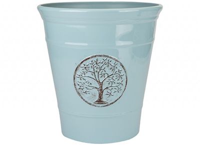 Powder blue plastic planter 30cm
