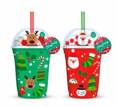 2 Christmas Light Up Cold Drink Cups 
