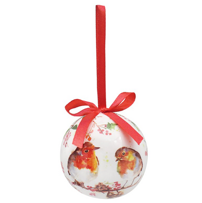 Winter Robins Baubles Set Of 6