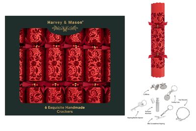 6 Exquisite Red Flock Crackers (13.5inch)	