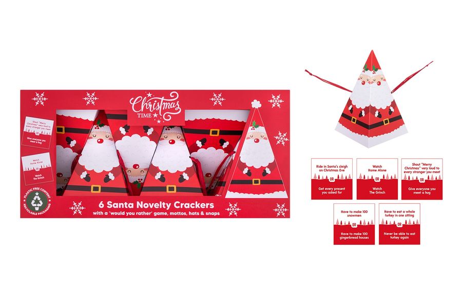 6 Santa Novelty Crackers	