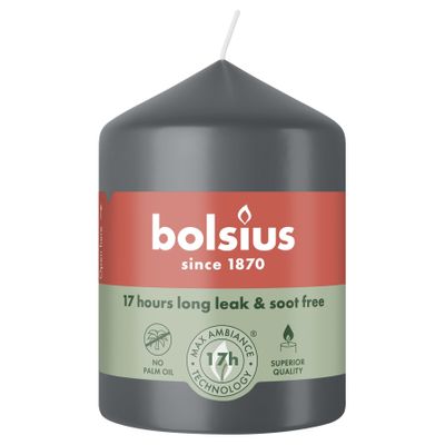 Bolsius Essentials Pillar Candle - 80 x 58mm - Stormy Grey 