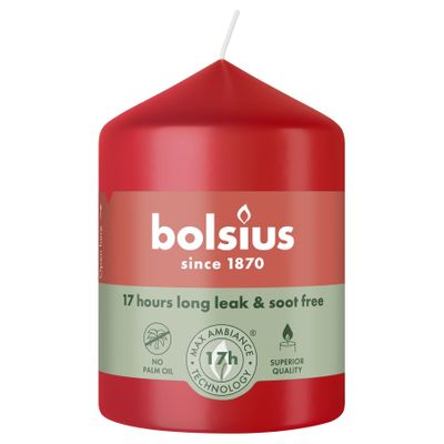 Bolsius Essentials Pillar Candle - 80 x 58mm - Delicate Red