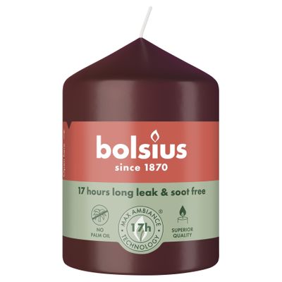 Bolsius Essentials Pillar Candle - 80 x 58mm - Velvet Red