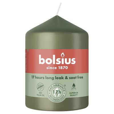 Bolsius Essentials Pillar Candle - 80 x 58mm - Fresh Olive