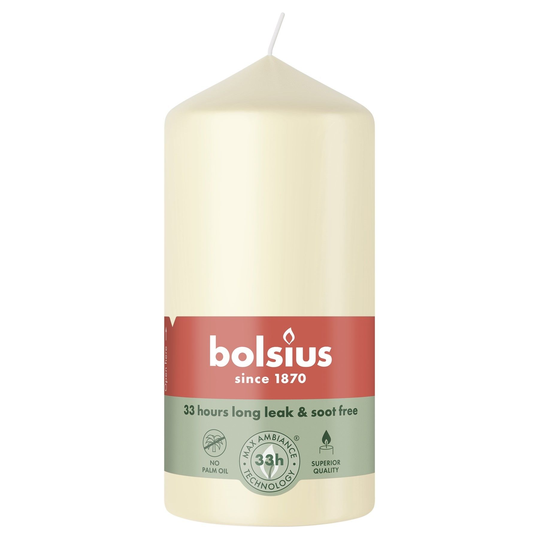 Bolsius Essentials Pillar Candle - 120 x 58mm - Soft Pearl