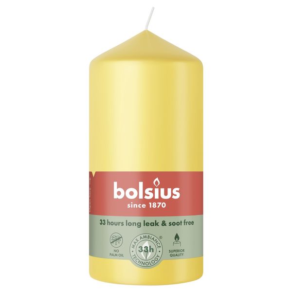 Bolsius Essentials Pillar Candle - 120 x 58mm - Sunny Yellow