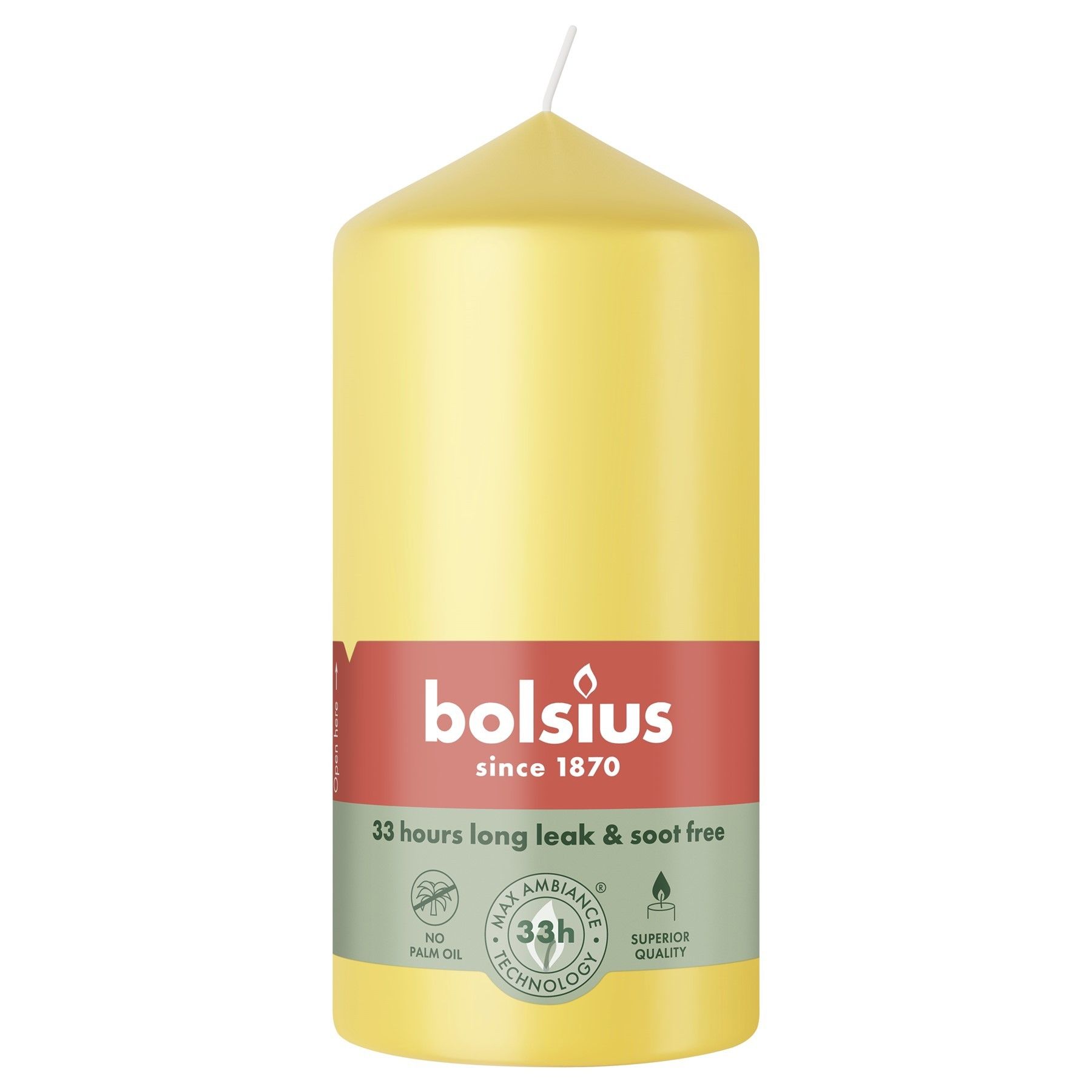 Bolsius Essentials Pillar Candle - 120 x 58mm - Sunny Yellow