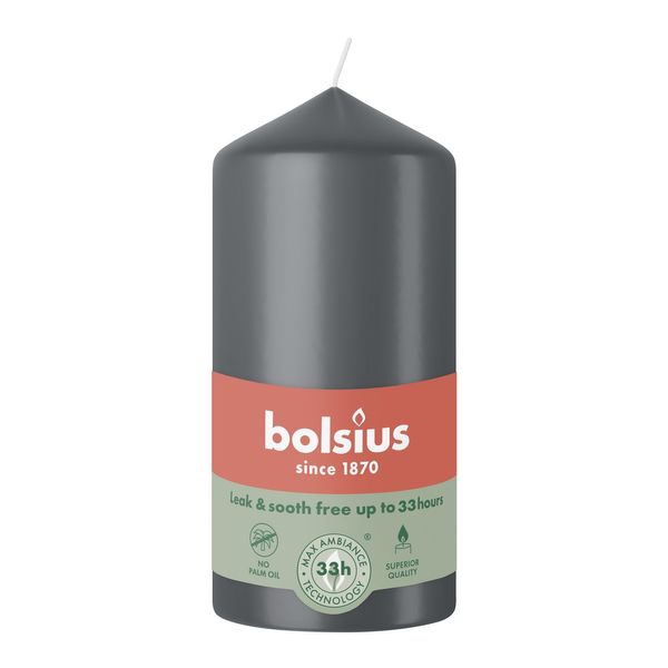 Bolsius Essentials Pillar Candle - 120 x 58mm - Stormy Grey