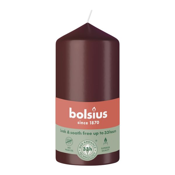Bolsius Essentials Pillar Candle - 120 x 58mm - Velvet Red