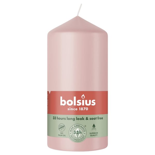 Bolsius Essentials Pillar Candle - 120 x 58mm - Misty Pink