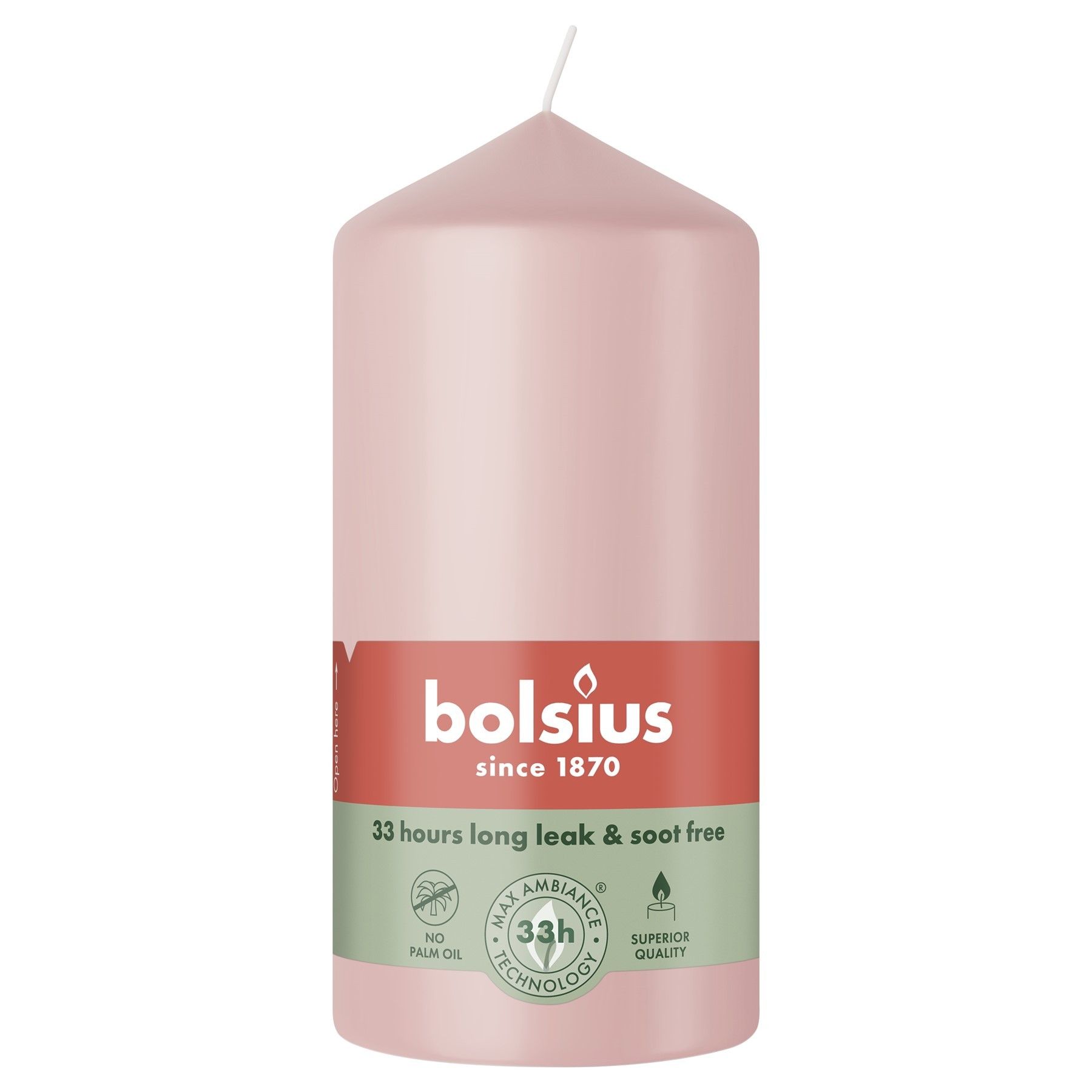Bolsius Essentials Pillar Candle - 120 x 58mm - Misty Pink