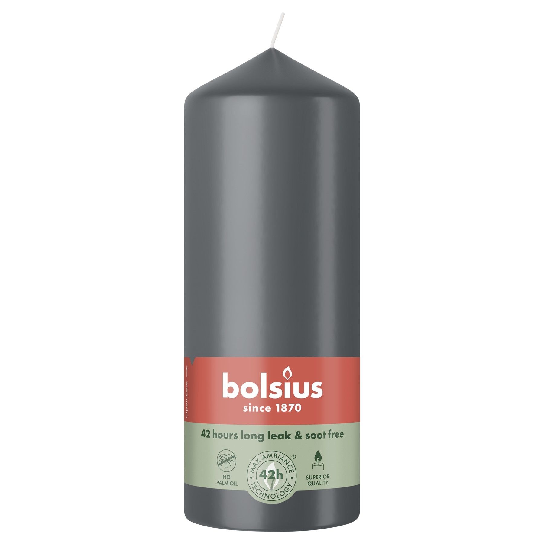 Bolsius Essentials Pillar Candle - 150 x 58mm - Stormy Grey