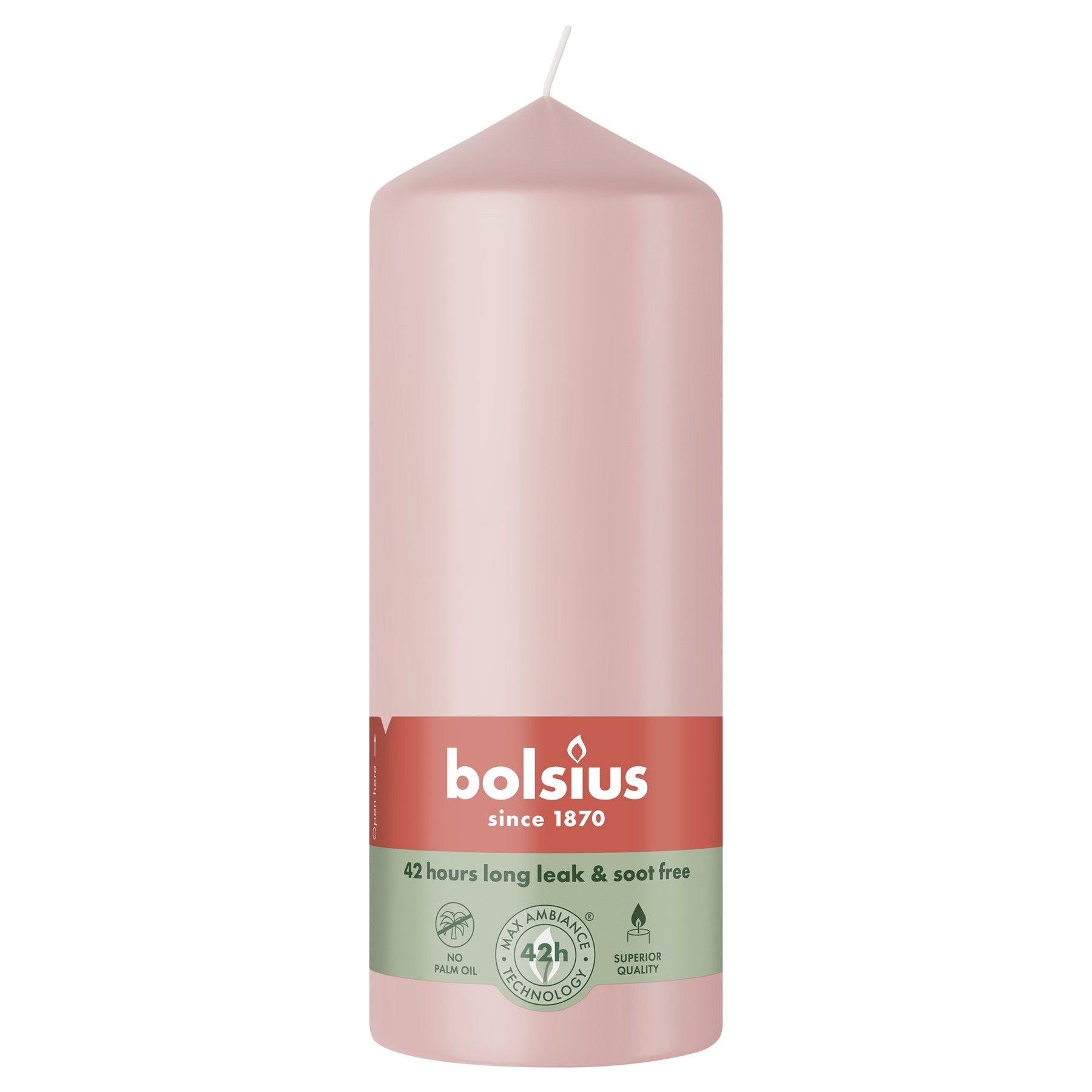 Bolsius Essentials Pillar Candle - 150 x 58mm - Misty Pink