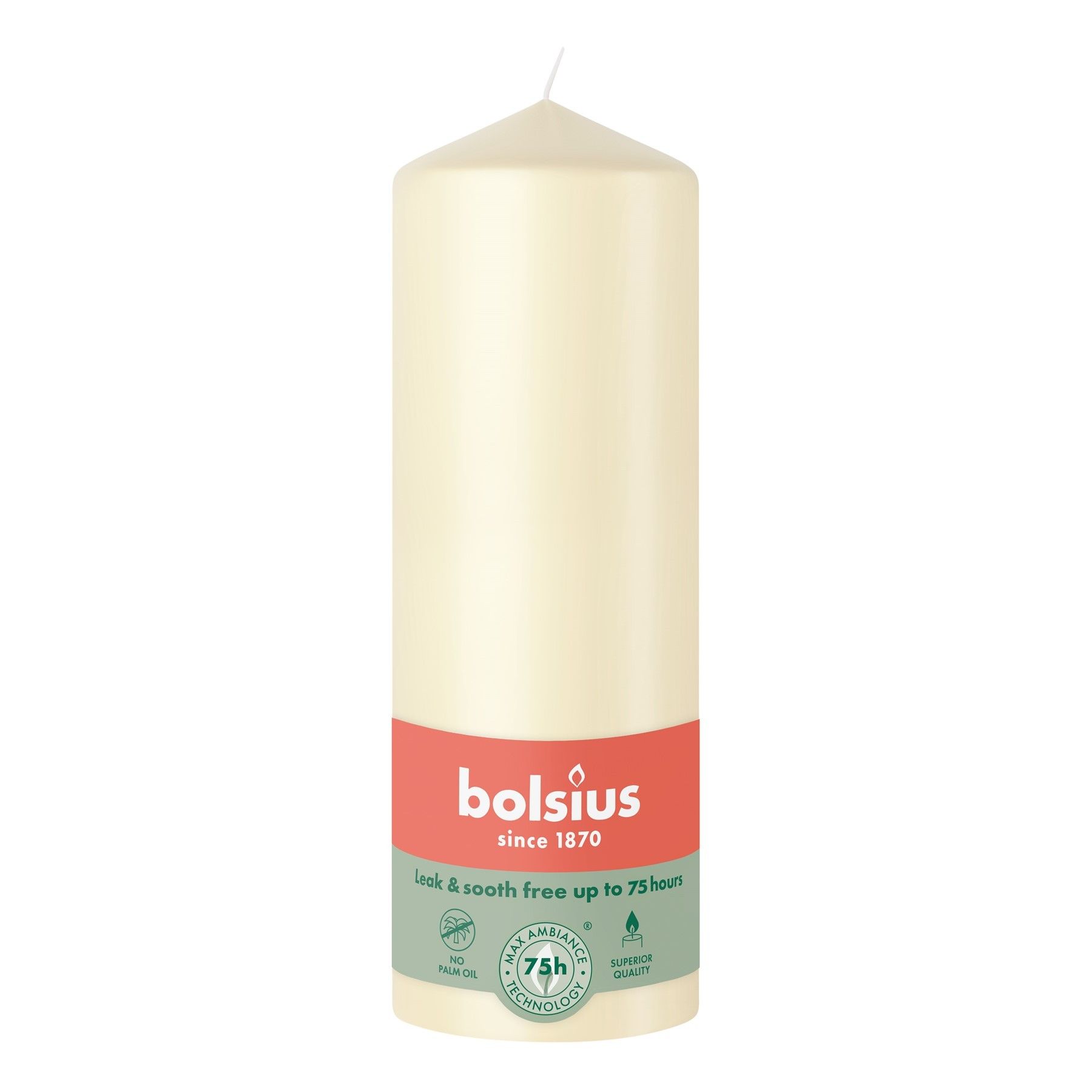 Bolsius  Essentials Pillar Candle - 200 x 68mm - Soft Pearl