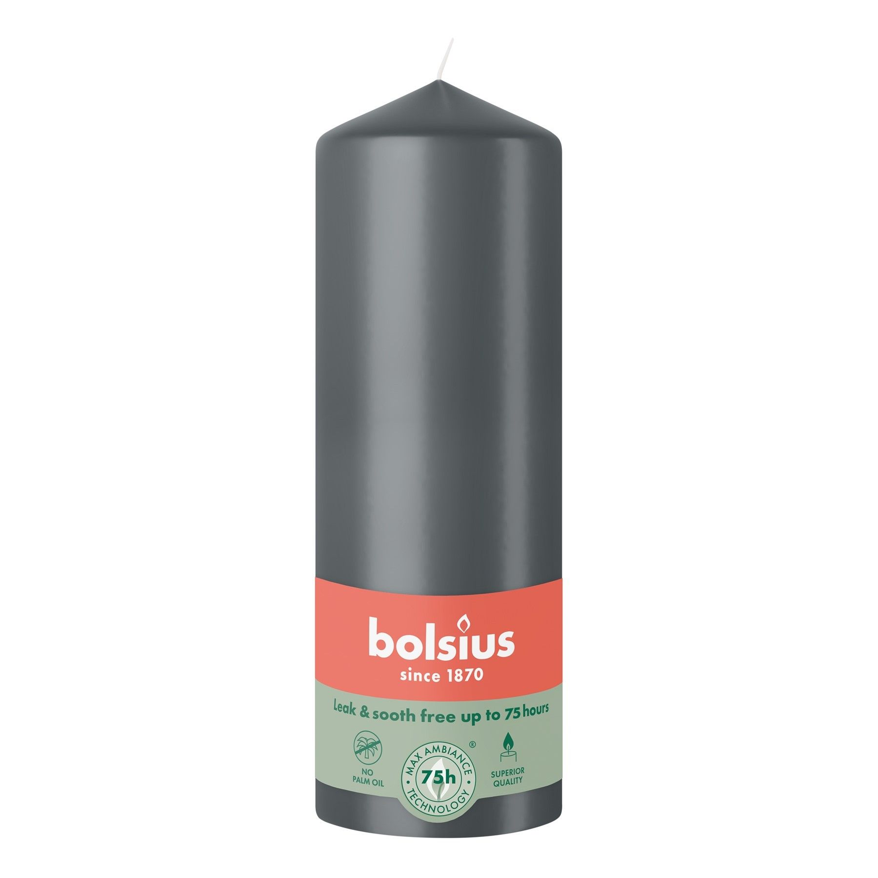 Bolsius  Essentials Pillar Candle - 200 x 68mm - Stormy Grey