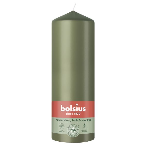 Bolsius  Essentials Pillar Candle - 200 x 68mm - Fresh Olive