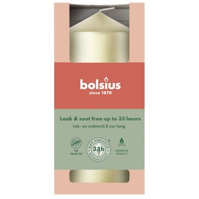 Bolsius Essentials Pillar Candle - 120 x 58mm - Metallic White Silver