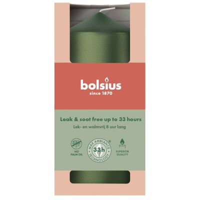 Bolsius Essentials Pillar Candle - 120 x 58mm - Metallic Green
