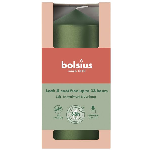 Bolsius Essentials Pillar Candle - 120 x 58mm - Metallic Green