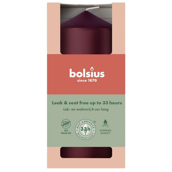 Bolsius Essentials Pillar Candle - 120 x 58mm - Metallic Red