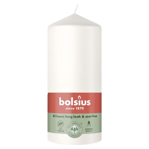 Bolsius Essentials Pillar Candle  - 130 x 68mm -  Cloudy White