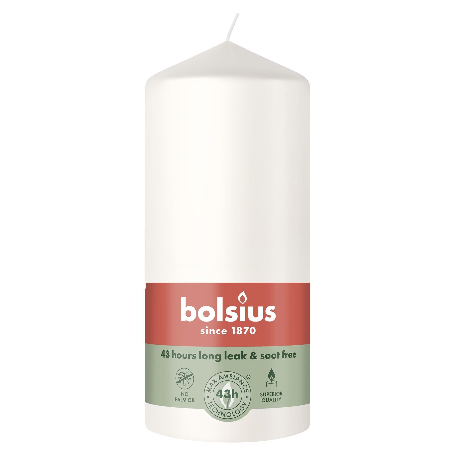 Bolsius Essentials Pillar Candle  - 130 x 68mm -  Cloudy White