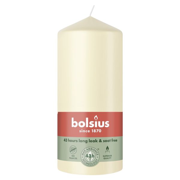 Bolsius Essentials Pillar Candle  - 130 x 68mm - Soft Pearl