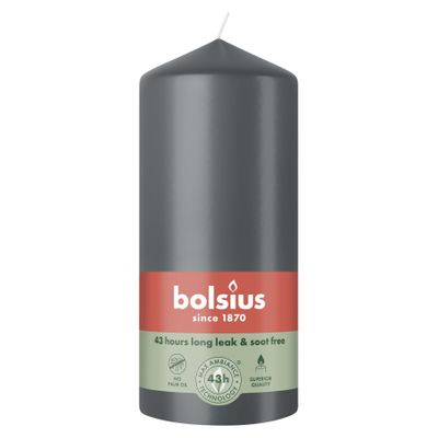 Bolsius Essentials Pillar Candle  - 130 x 68mm - Stormy Grey
