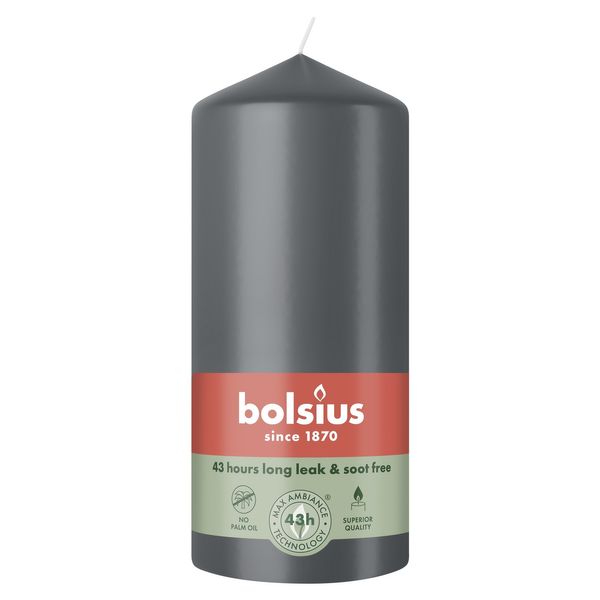 Bolsius Essentials Pillar Candle  - 130 x 68mm - Stormy Grey