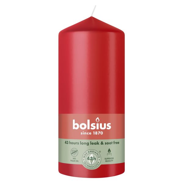 Bolsius Essentials Pillar Candle  - 130 x 68mm - Delicate Red