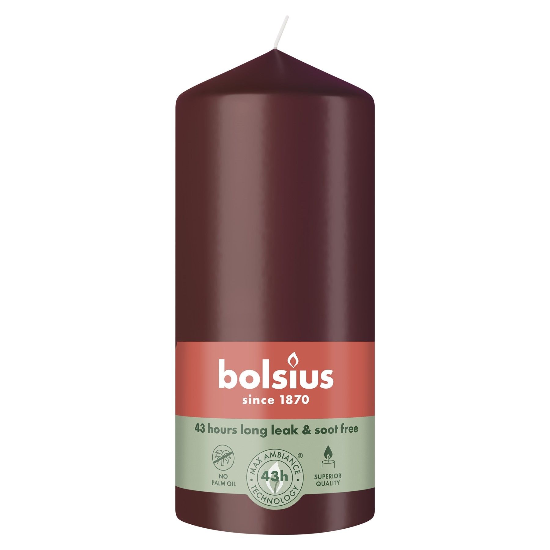 Bolsius Essentials Pillar Candle  - 130 x 68mm - Velvet Red