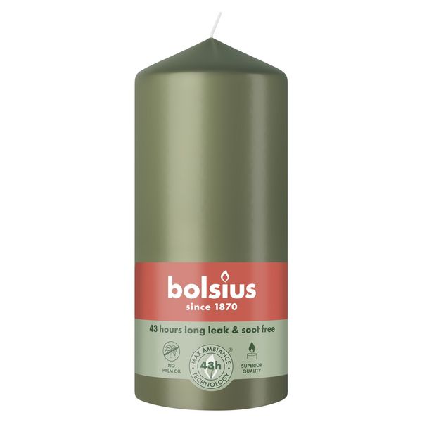 Bolsius Essentials Pillar Candle  - 130 x 68mm - Fresh Olive